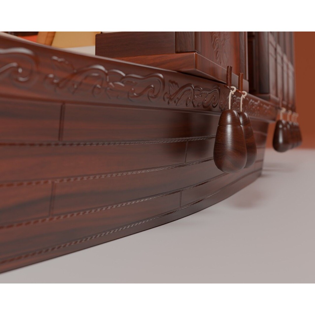 Houseboat 3D Model – Low Poly Traditional Wooden Design, FBX - View 13