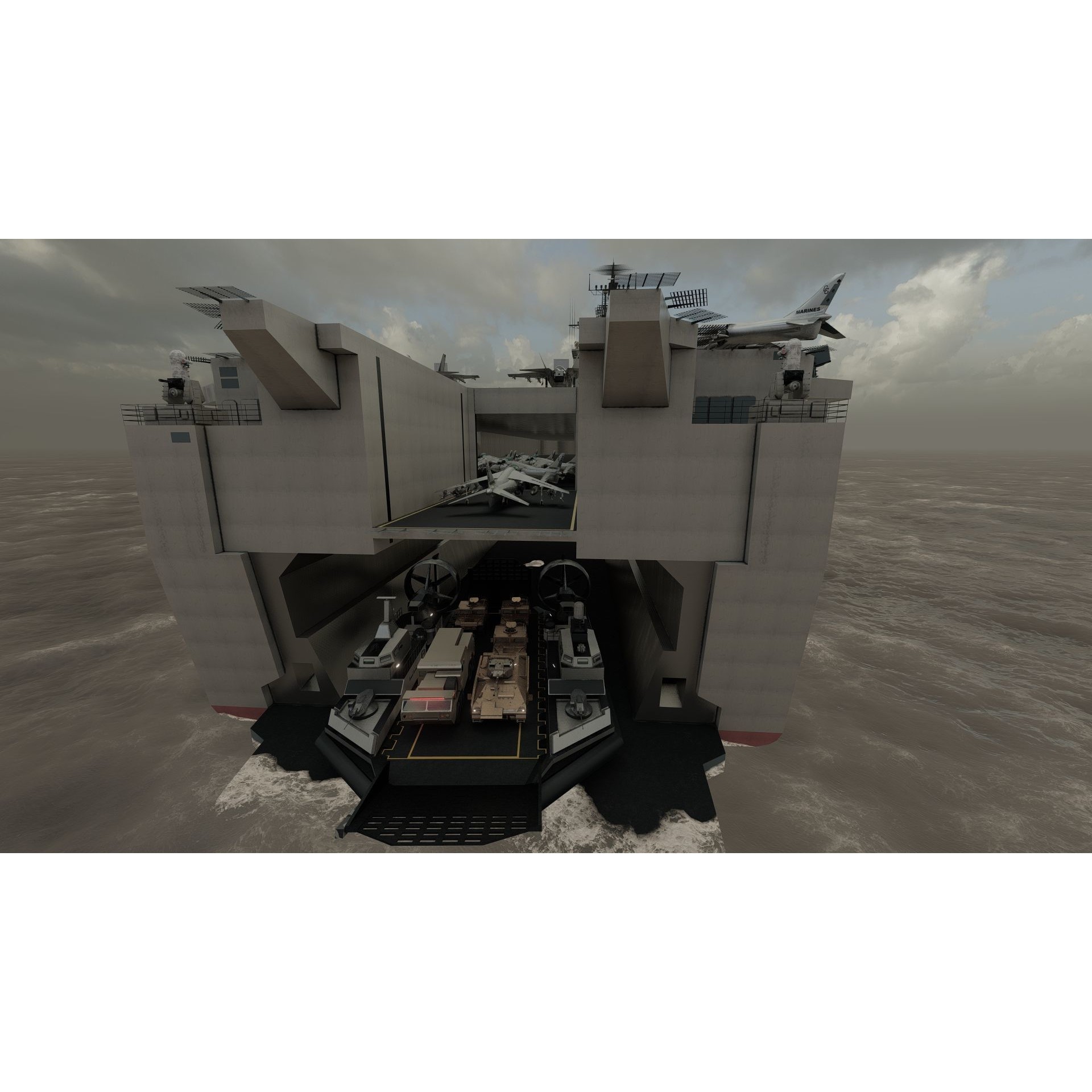 US Navy Aircraft Carrier - Game-Ready 3D Model - View 41