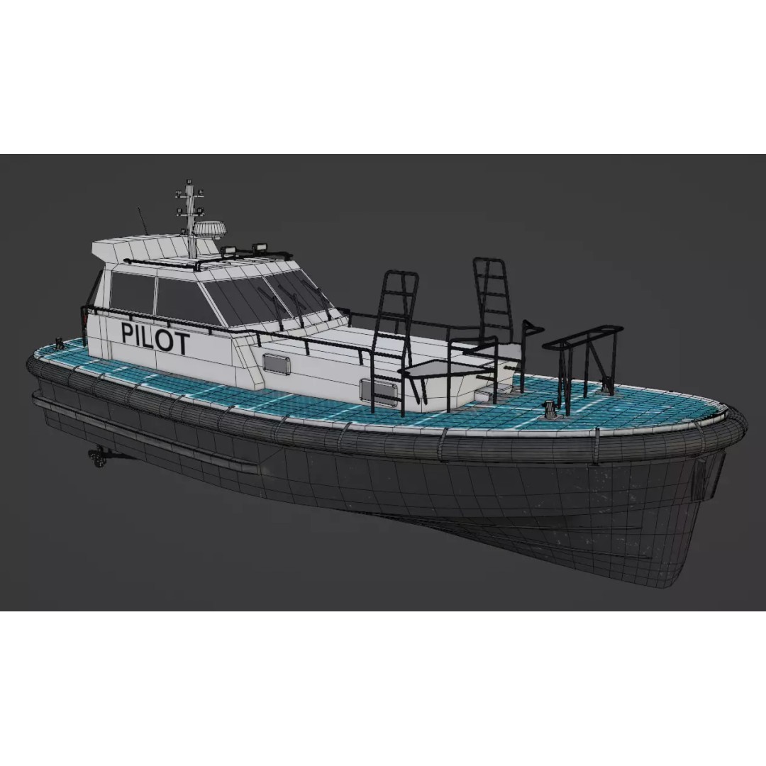 Pilot Boat 1200 3D Model – Low Poly Industrial Watercraft, FBX