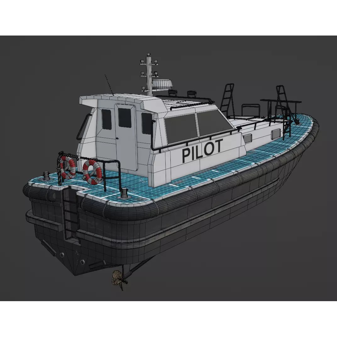Pilot Boat 1200 3D Model – Low Poly Industrial Watercraft, FBX - View 11