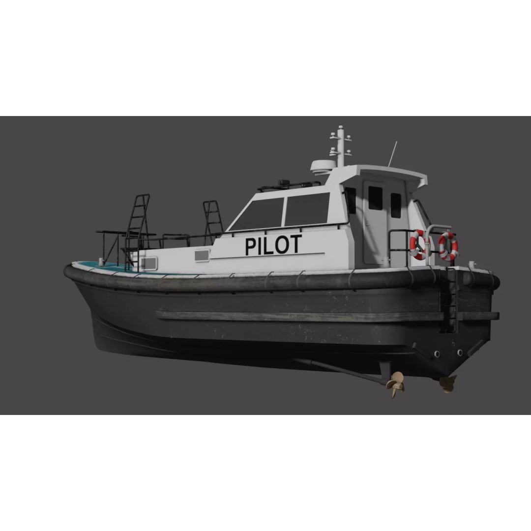 Pilot Boat 1200 3D Model – Low Poly Industrial Watercraft, FBX - View 12