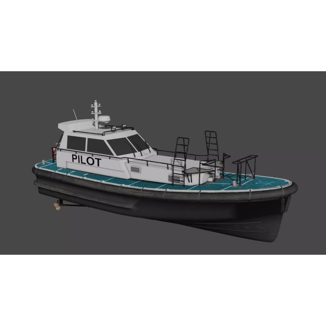 Pilot Boat 1200 3D Model – Low Poly Industrial Watercraft, FBX - View 2