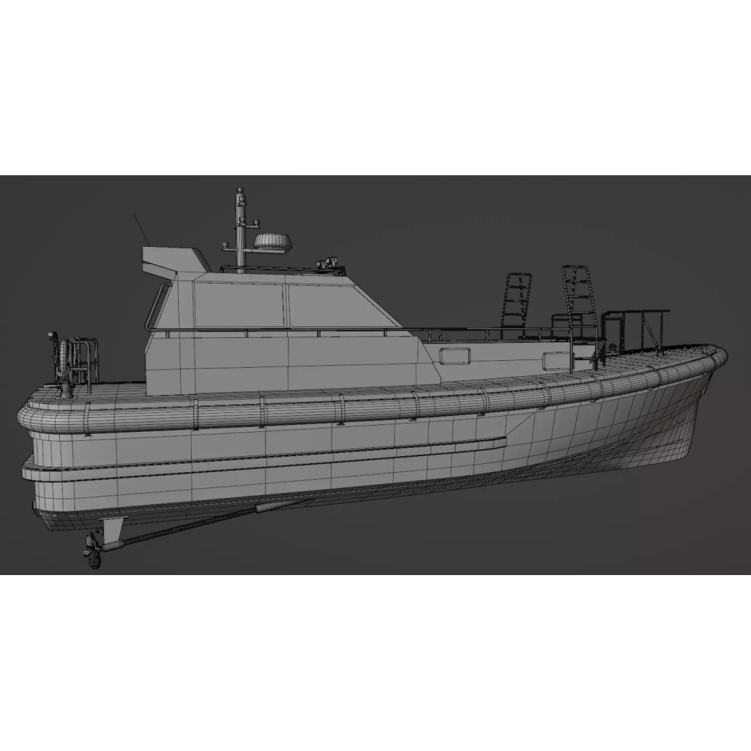 Pilot Boat 1200 3D Model – Low Poly Industrial Watercraft, FBX - View 4