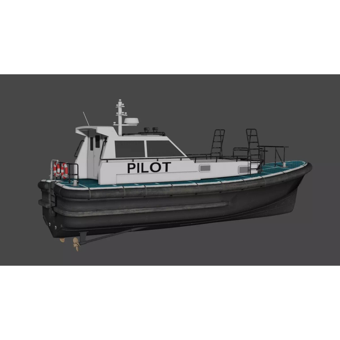 Pilot Boat 1200 3D Model – Low Poly Industrial Watercraft, FBX - View 7