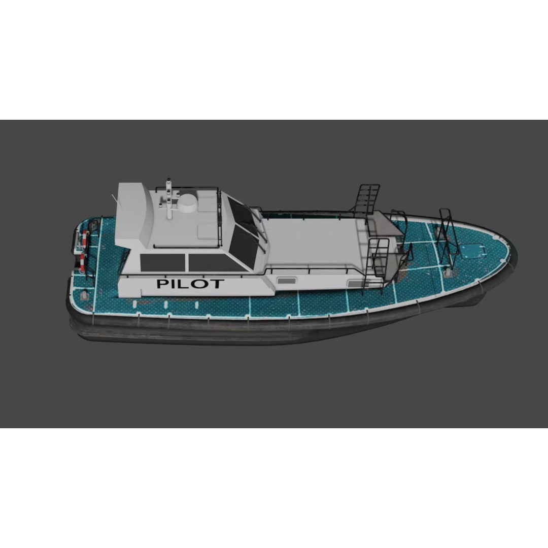 Pilot Boat 1200 3D Model – Low Poly Industrial Watercraft, FBX - View 8