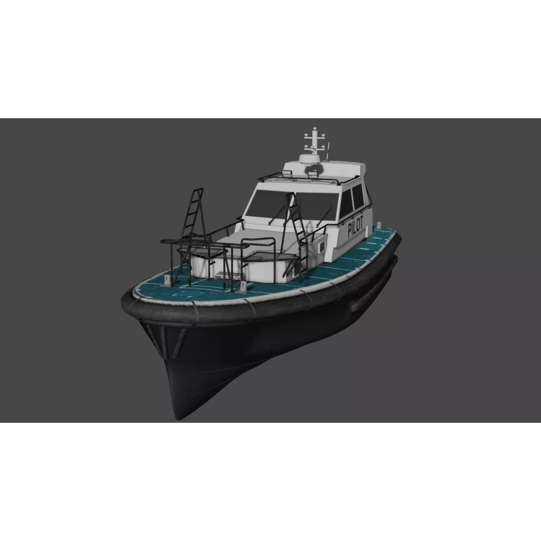 Pilot Boat 1200 3D Model – Low Poly Industrial Watercraft, FBX - View 9