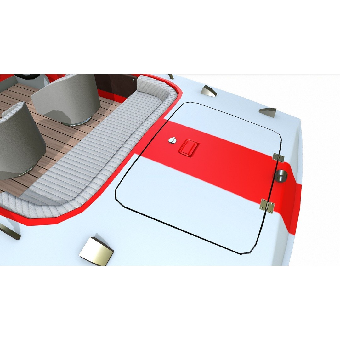 Speedboat 3D Model – Low Poly PBR Game Asset, FBX, OBJ - View 10