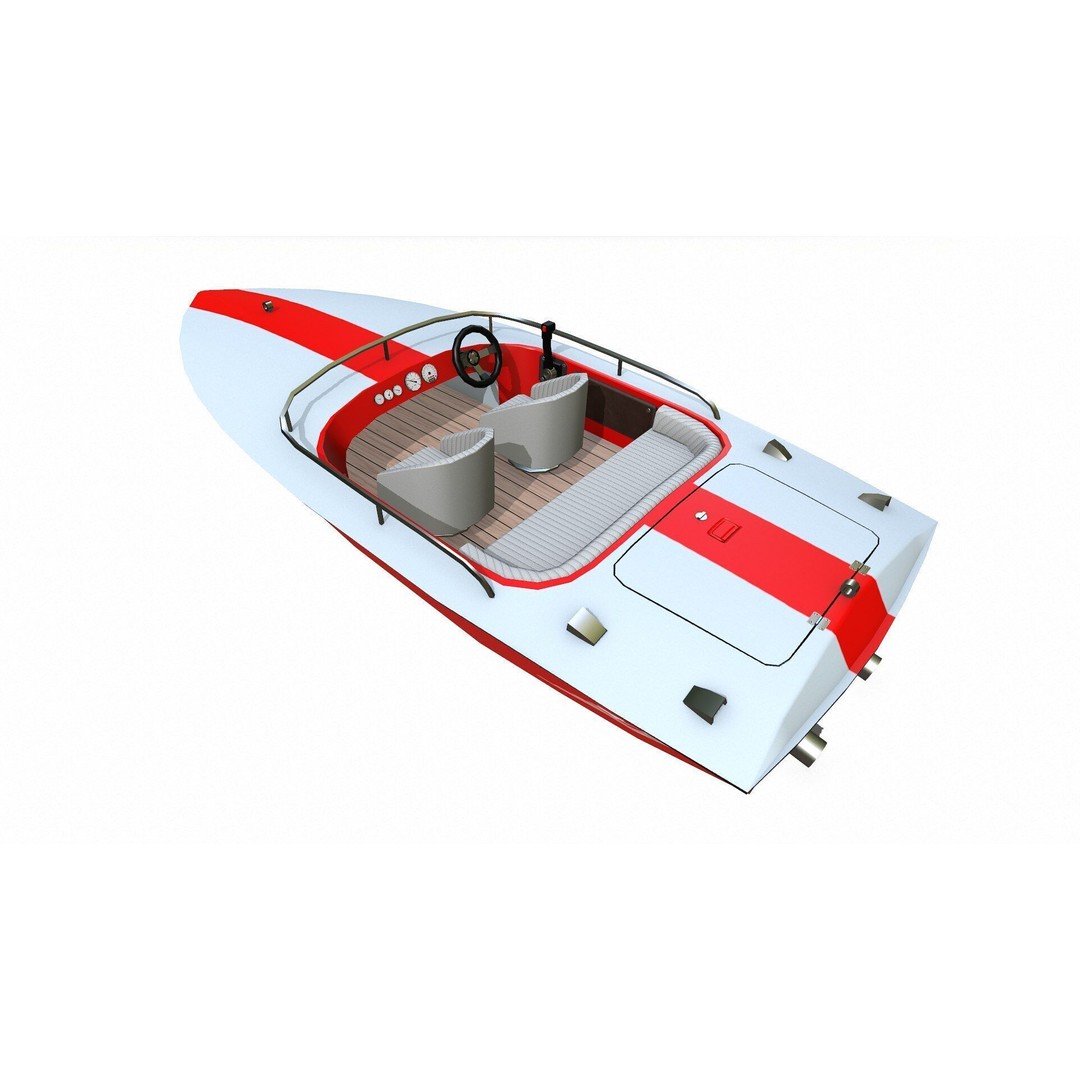 Speedboat 3D Model – Low Poly PBR Game Asset, FBX, OBJ - View 12