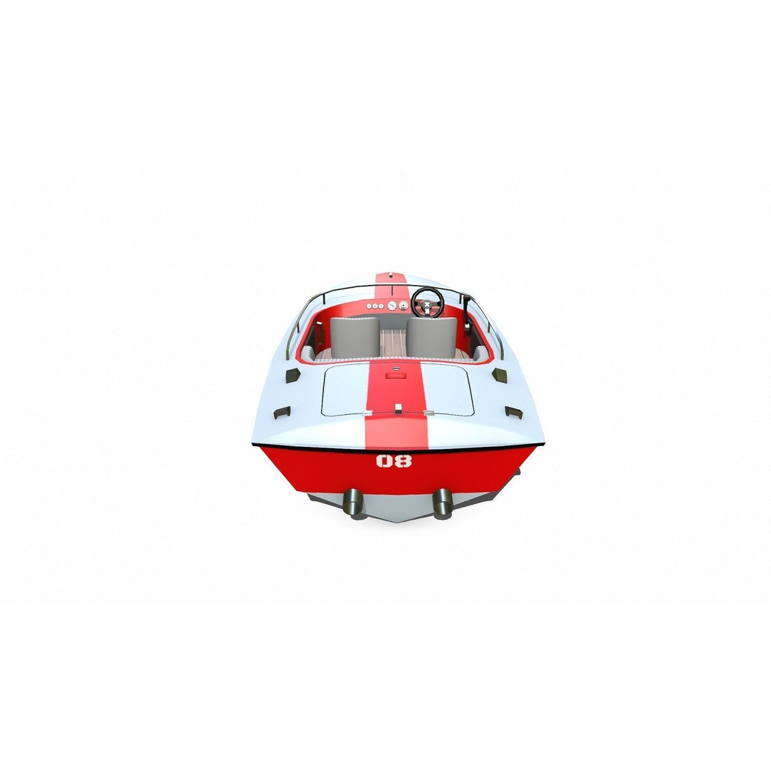 Speedboat 3D Model – Low Poly PBR Game Asset, FBX, OBJ - View 13