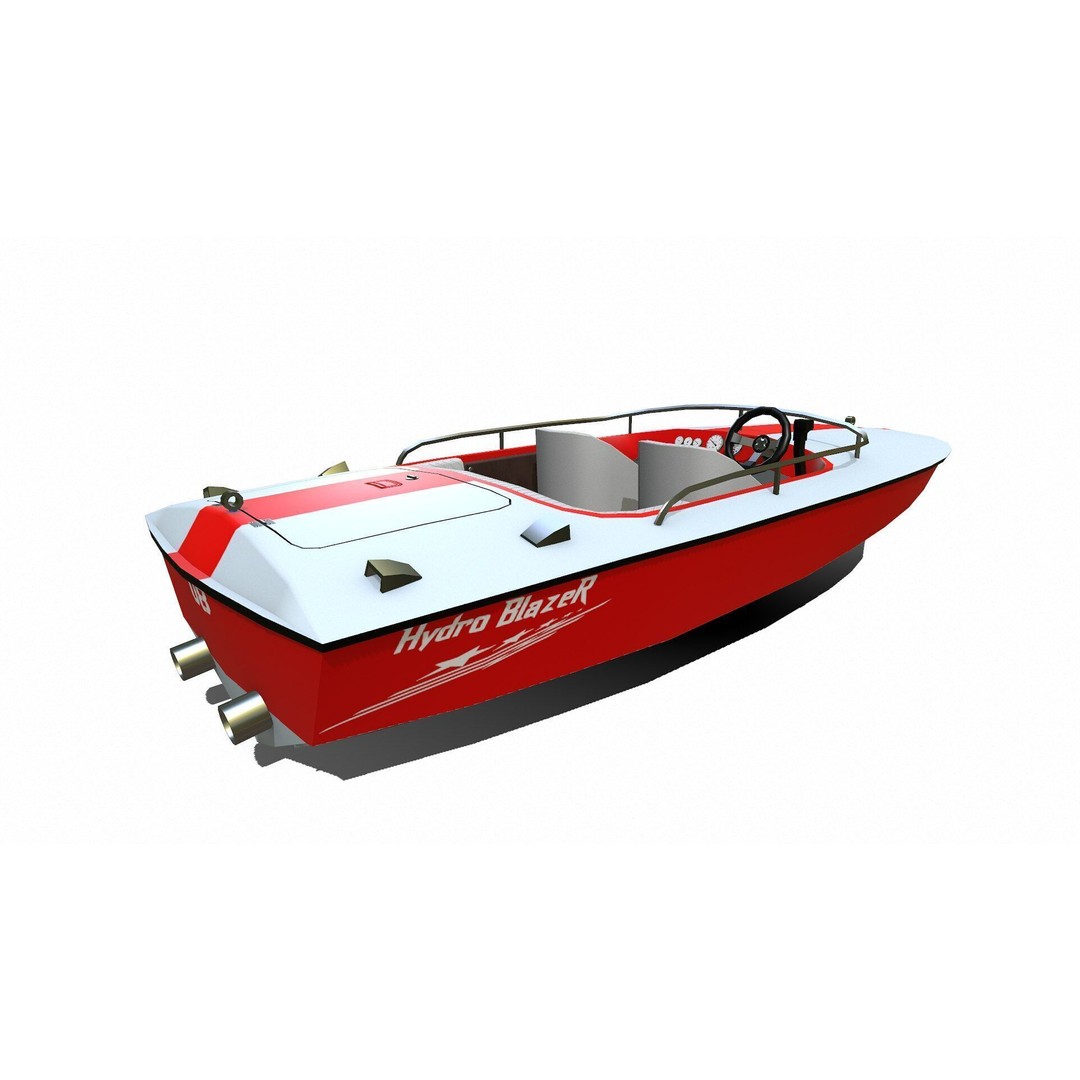 Speedboat 3D Model – Low Poly PBR Game Asset, FBX, OBJ - View 16