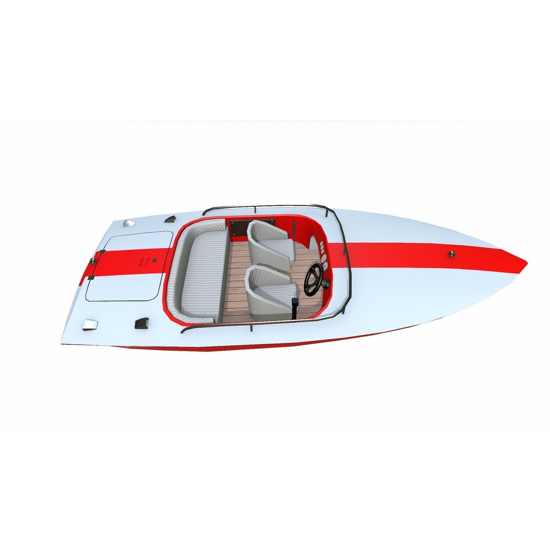 Speedboat 3D Model – Low Poly PBR Game Asset, FBX, OBJ - View 18
