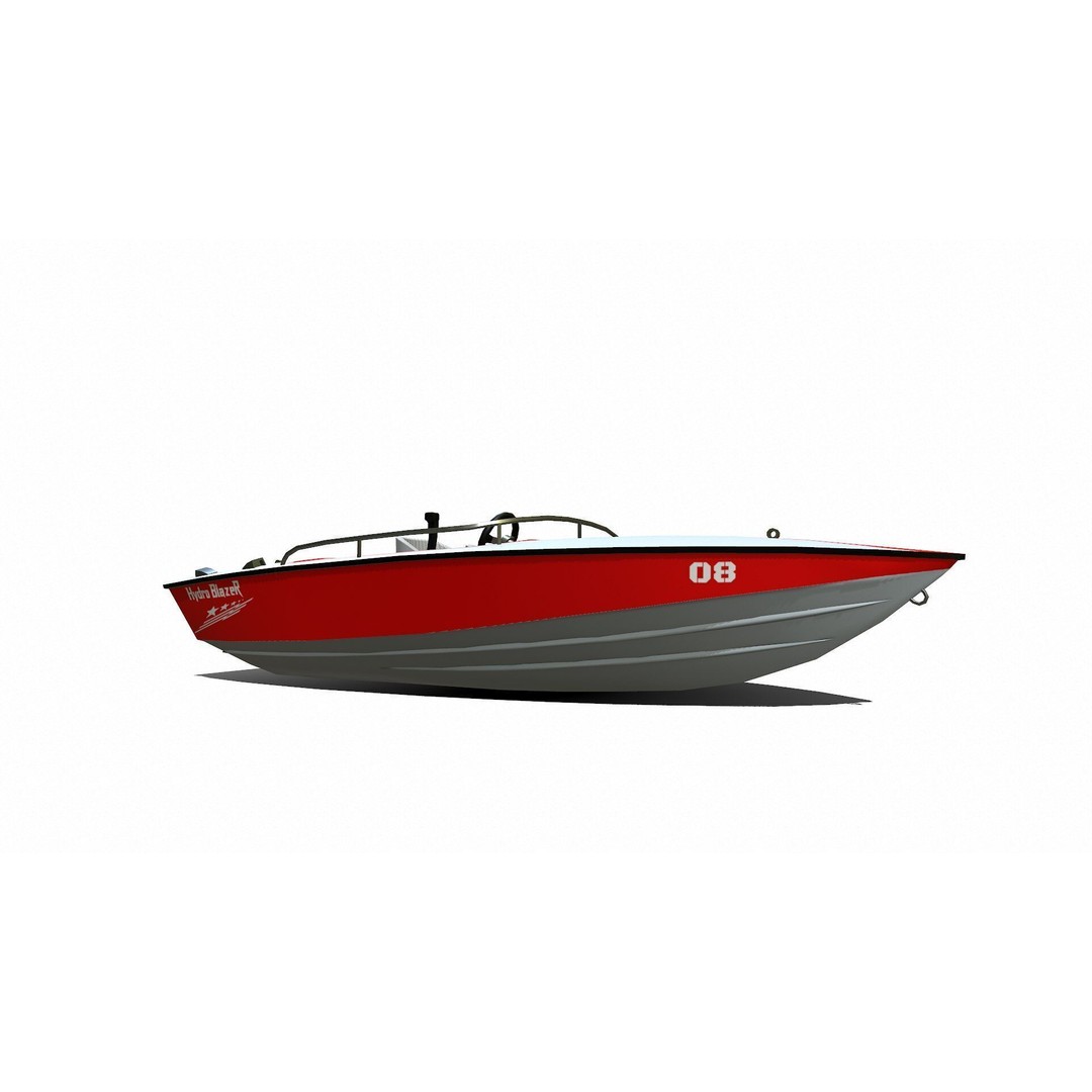 Speedboat 3D Model – Low Poly PBR Game Asset, FBX, OBJ - View 19
