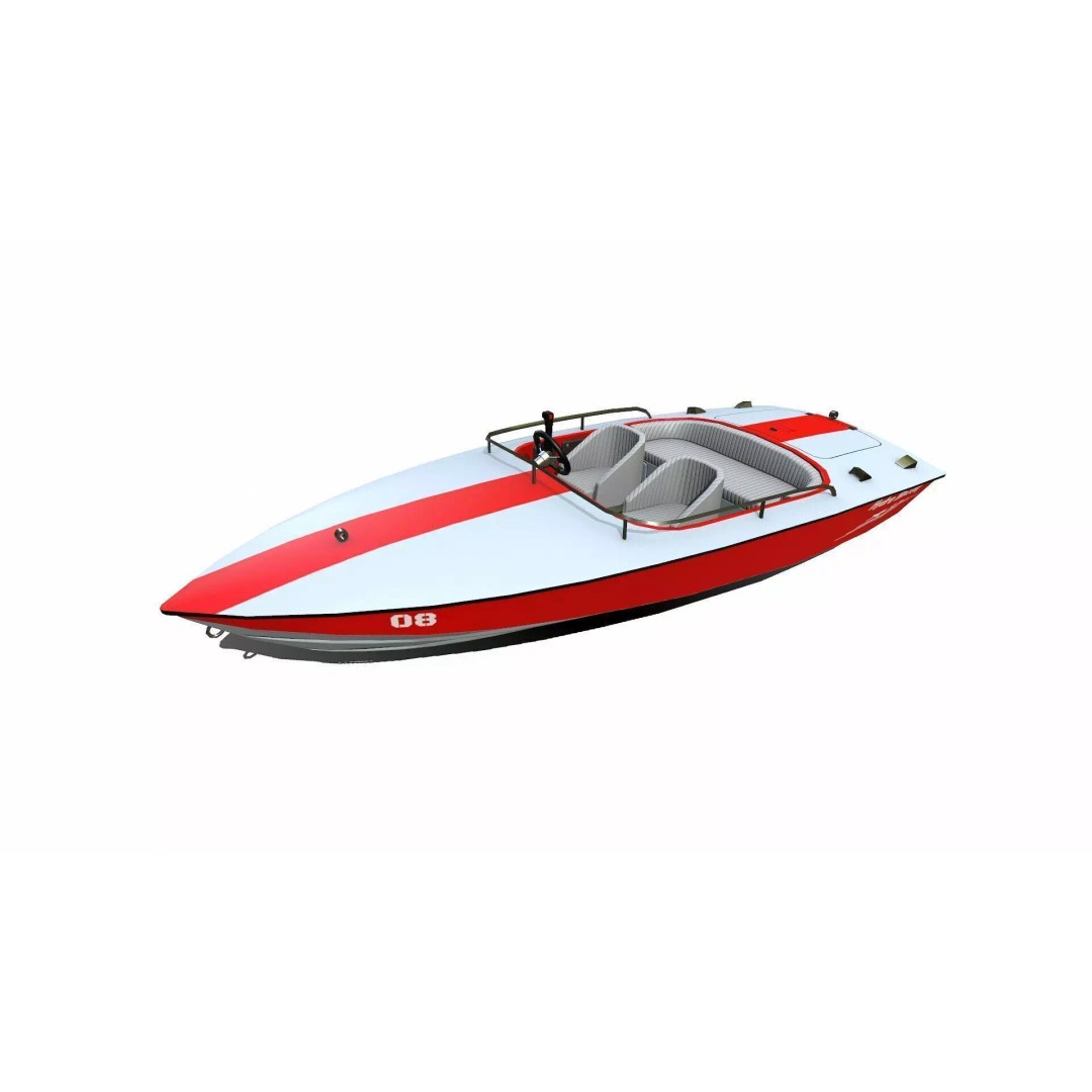 Speedboat 3D Model – Low Poly PBR Game Asset, FBX, OBJ - View 2