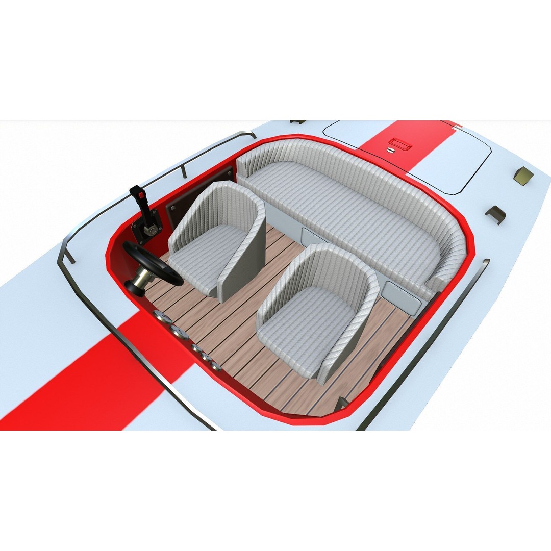 Speedboat 3D Model – Low Poly PBR Game Asset, FBX, OBJ - View 20