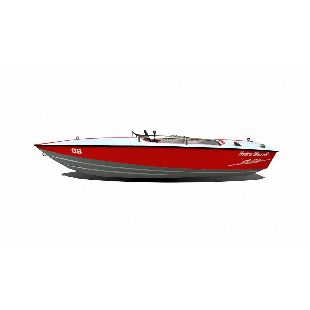 Speedboat 3D Model – Low Poly PBR Game Asset, FBX, OBJ - View 3