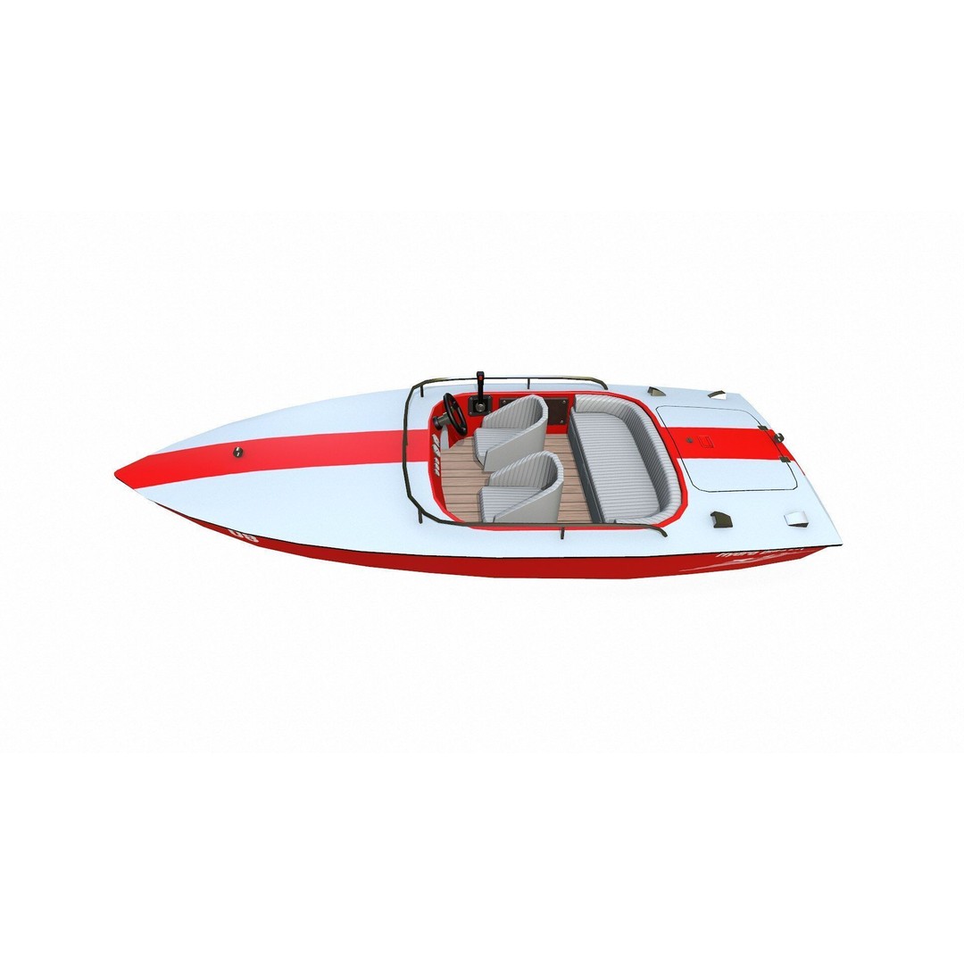 Speedboat 3D Model – Low Poly PBR Game Asset, FBX, OBJ - View 4