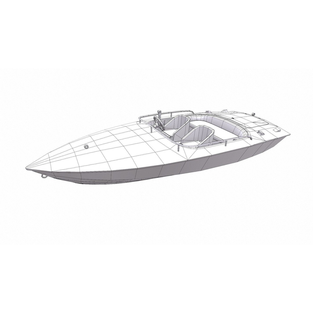 Speedboat 3D Model – Low Poly PBR Game Asset, FBX, OBJ - View 5