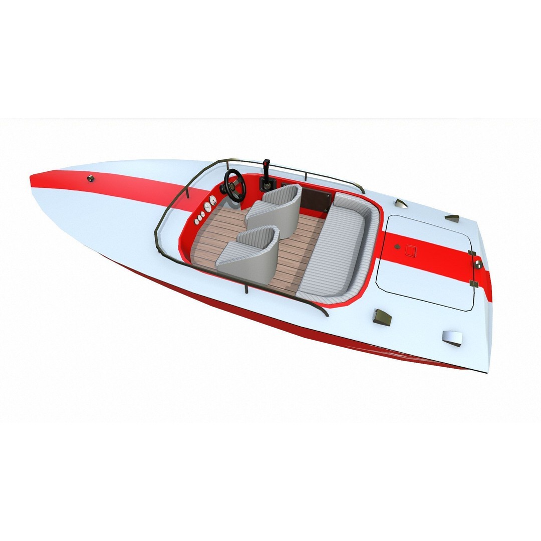 Speedboat 3D Model – Low Poly PBR Game Asset, FBX, OBJ - View 7