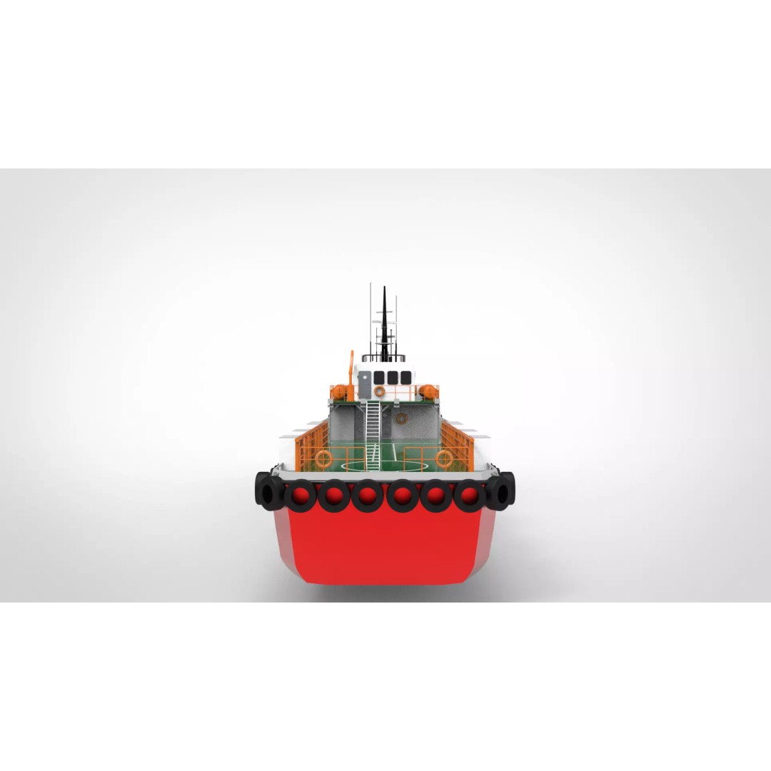 Offshore Crew Boat 3D Model – Low Poly Industrial Watercraft, FBX - View 6