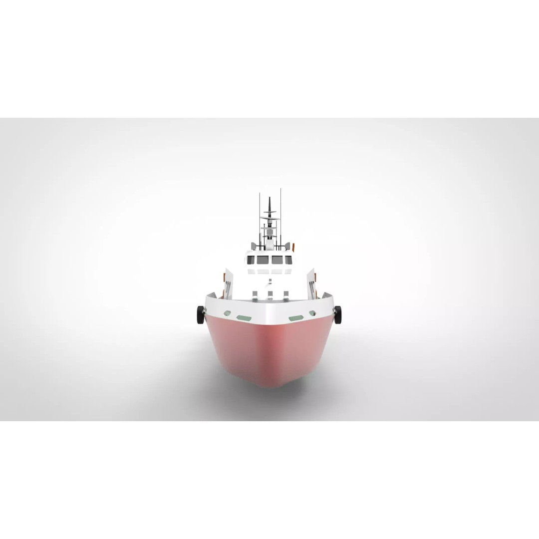 Offshore Crew Boat 3D Model – Low Poly Industrial Watercraft, FBX - View 7