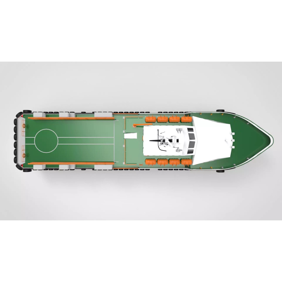Offshore Crew Boat 3D Model – Low Poly Industrial Watercraft, FBX - View 8