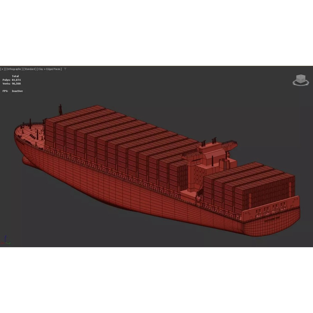 Large Container Ship 3D Model – Post-Panamax Game Asset, FBX - View 4