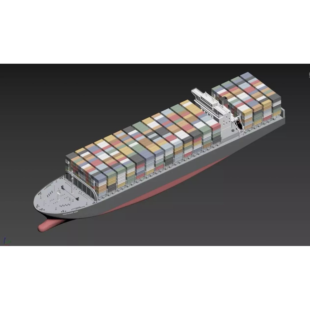 Large Container Ship 3D Model – Post-Panamax Game Asset, FBX - View 5
