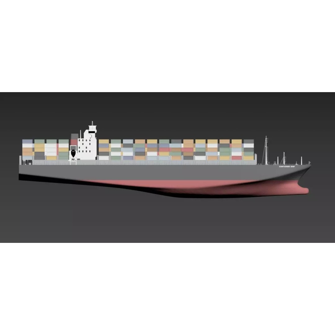 Large Container Ship 3D Model – Post-Panamax Game Asset, FBX - View 8
