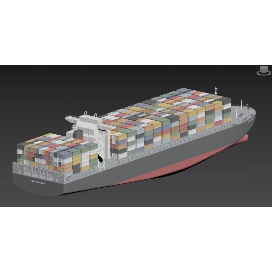 Large Container Ship 3D Model – Post-Panamax Game Asset, FBX - View 9