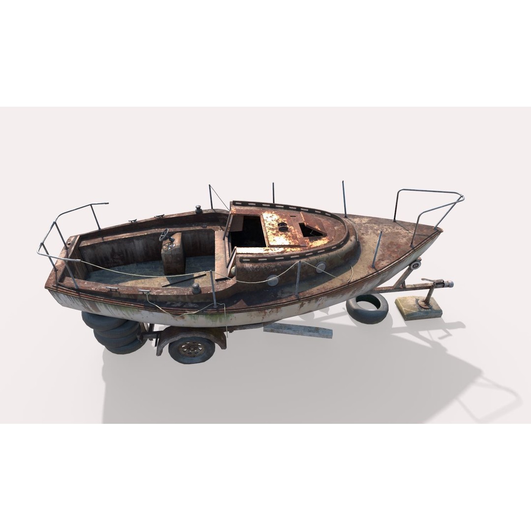 Old Sailboat 3D Model – Realistic PBR Watercraft Asset, FBX, OBJ - View 11