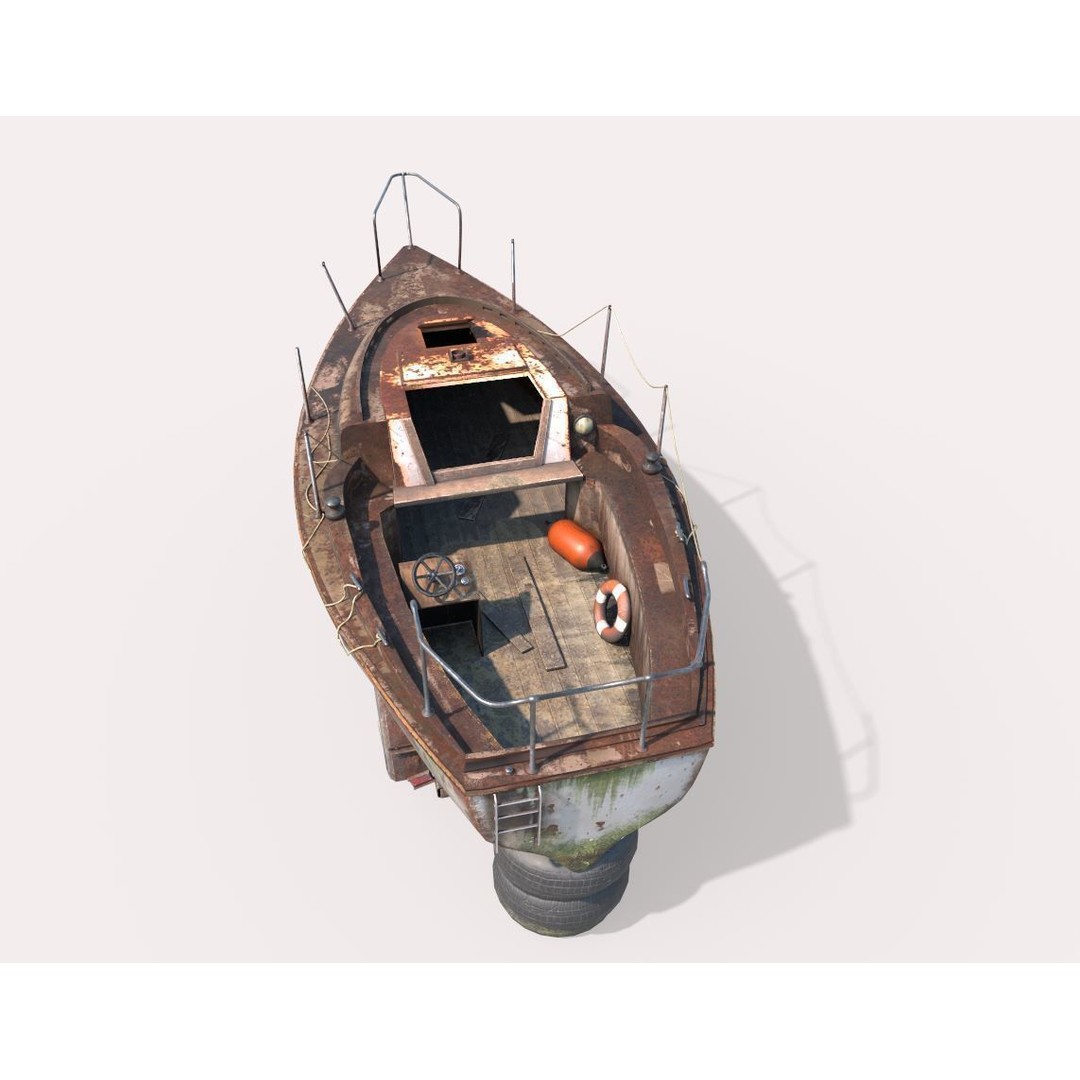 Old Sailboat 3D Model – Realistic PBR Watercraft Asset, FBX, OBJ - View 13