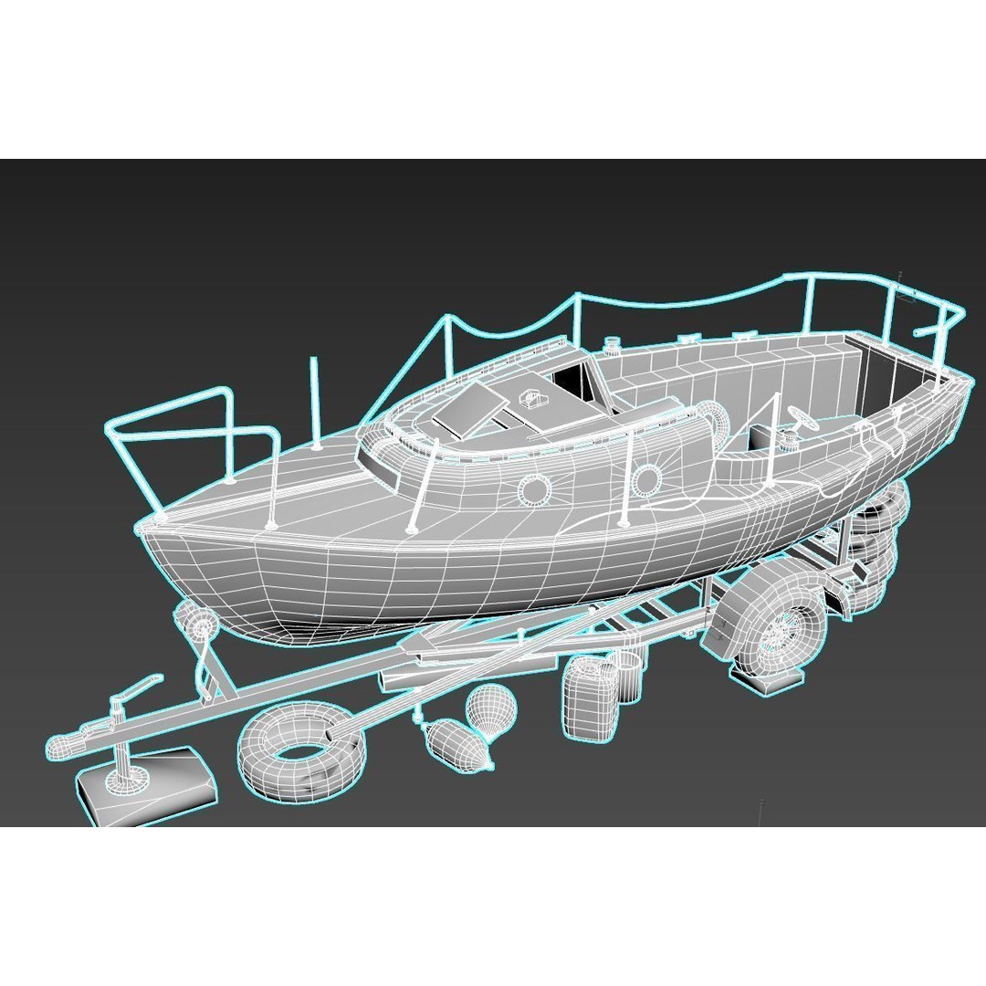Old Sailboat 3D Model – Realistic PBR Watercraft Asset, FBX, OBJ - View 14