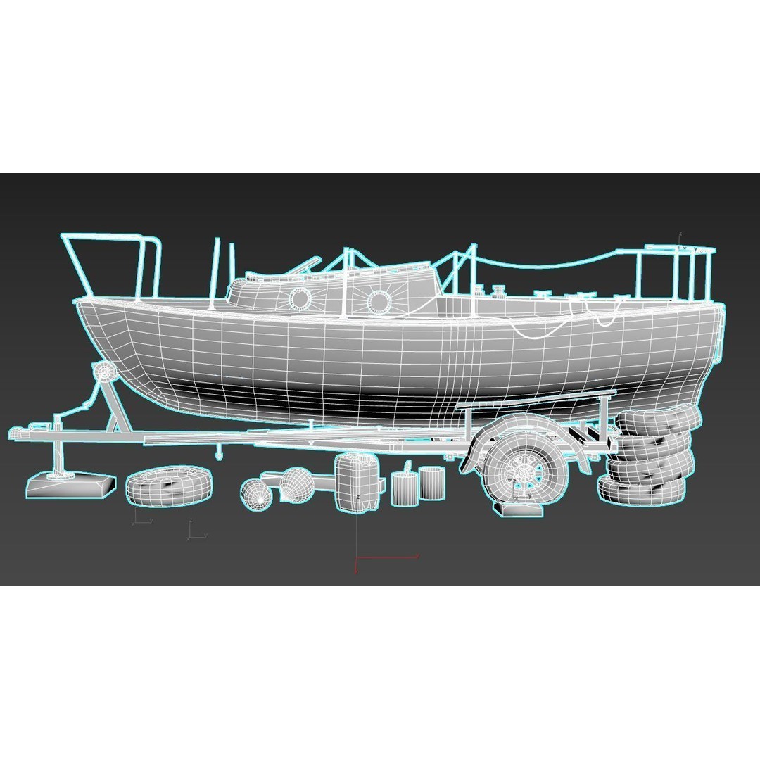 Old Sailboat 3D Model – Realistic PBR Watercraft Asset, FBX, OBJ - View 15