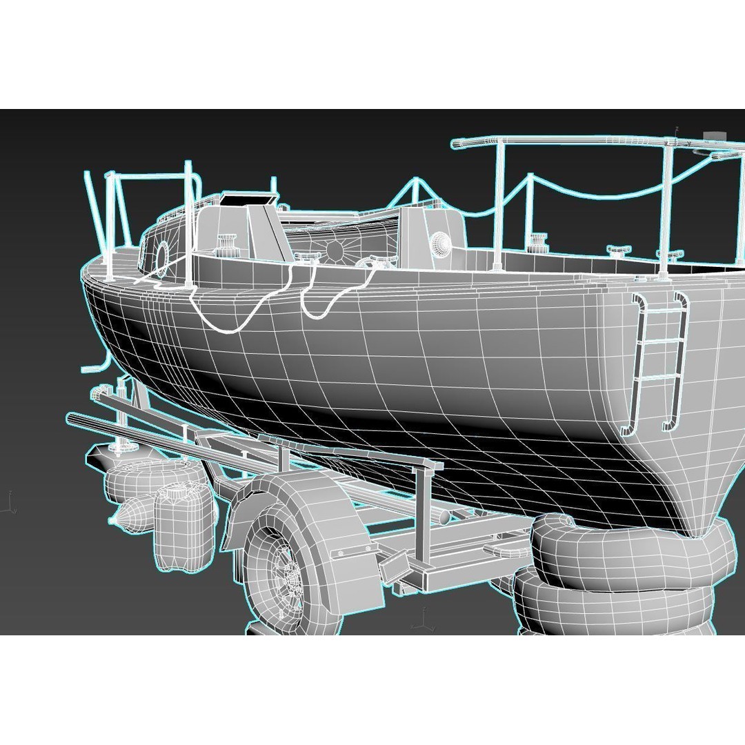 Old Sailboat 3D Model – Realistic PBR Watercraft Asset, FBX, OBJ - View 16