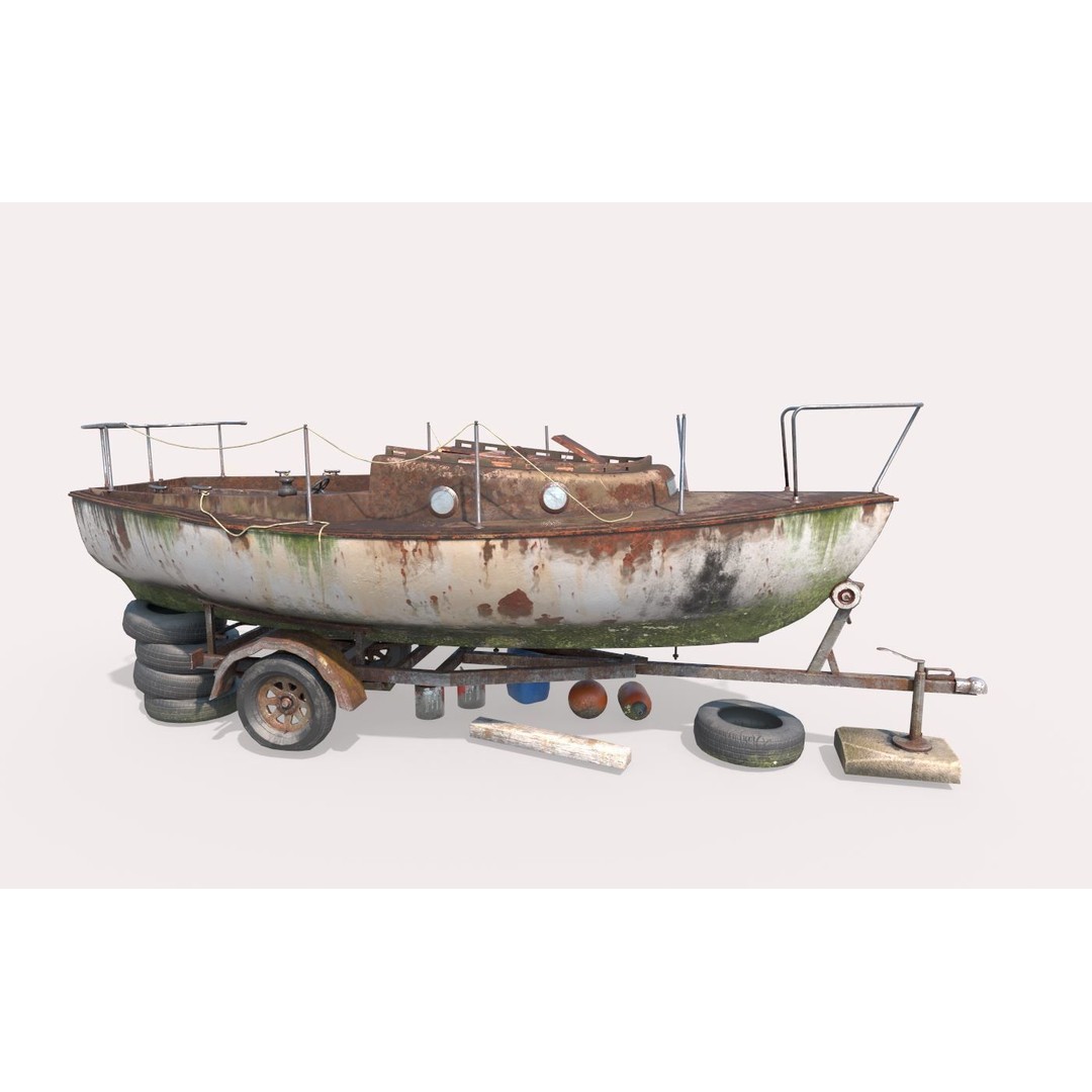 Old Sailboat 3D Model – Realistic PBR Watercraft Asset, FBX, OBJ - View 5