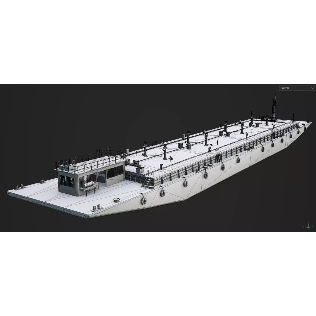 Oil Transport Barge 3D Model – Low Poly Game Ready Asset, FBX