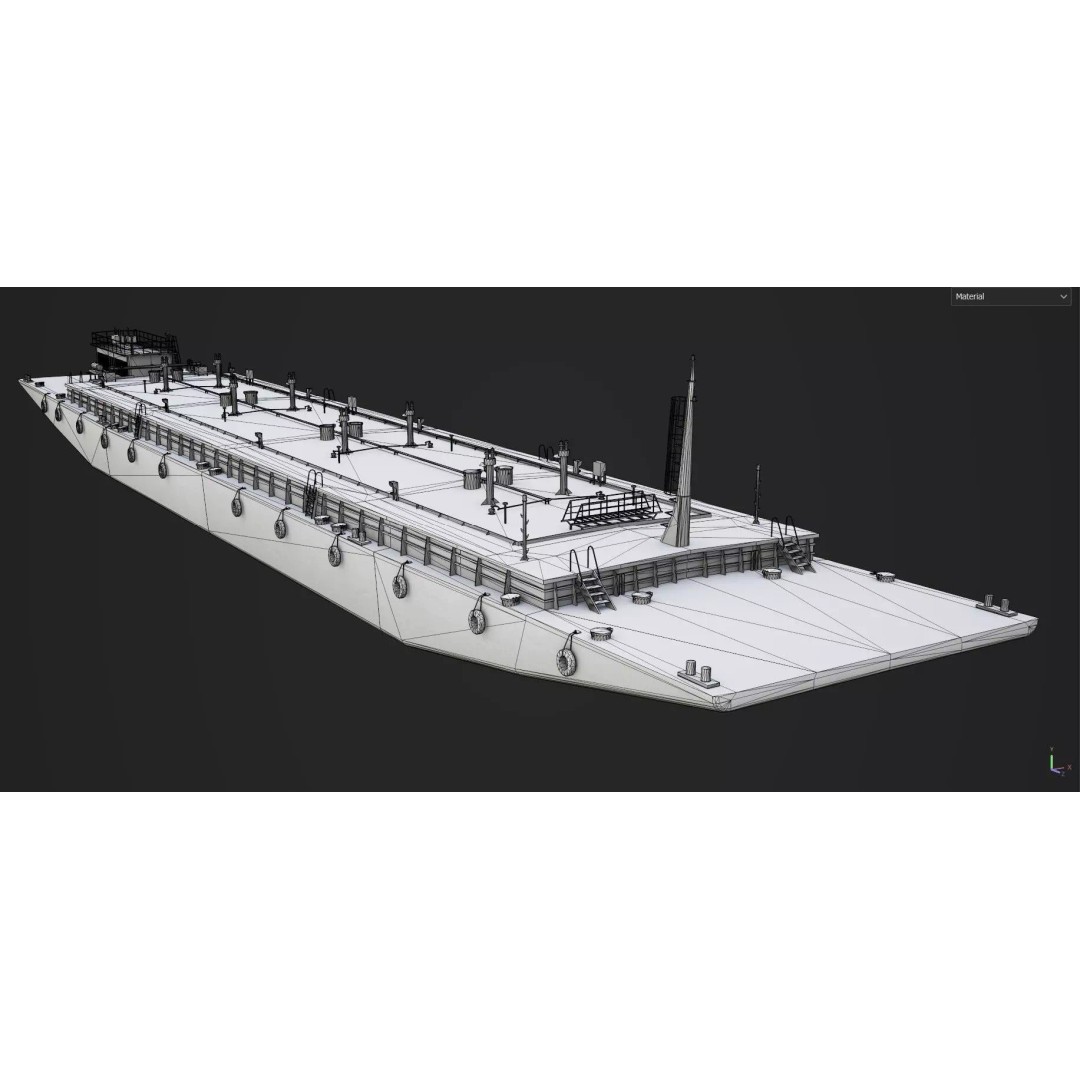 Oil Transport Barge 3D Model – Low Poly Game Ready Asset, FBX - View 12