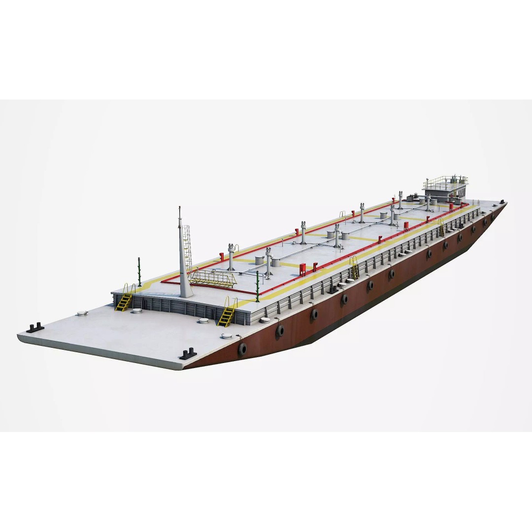 Oil Transport Barge 3D Model – Low Poly Game Ready Asset, FBX - View 2