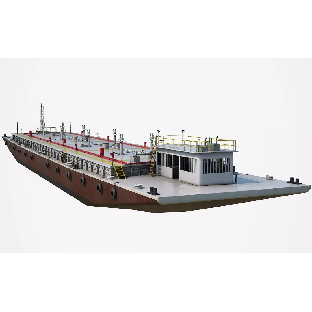 Oil Transport Barge 3D Model – Low Poly Game Ready Asset, FBX - View 3