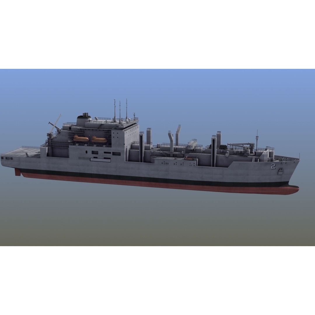 Lewis and Clark Class Replenishment Ship 3D Model – PBR Game-Ready Asset, FBX, OBJ - View 10
