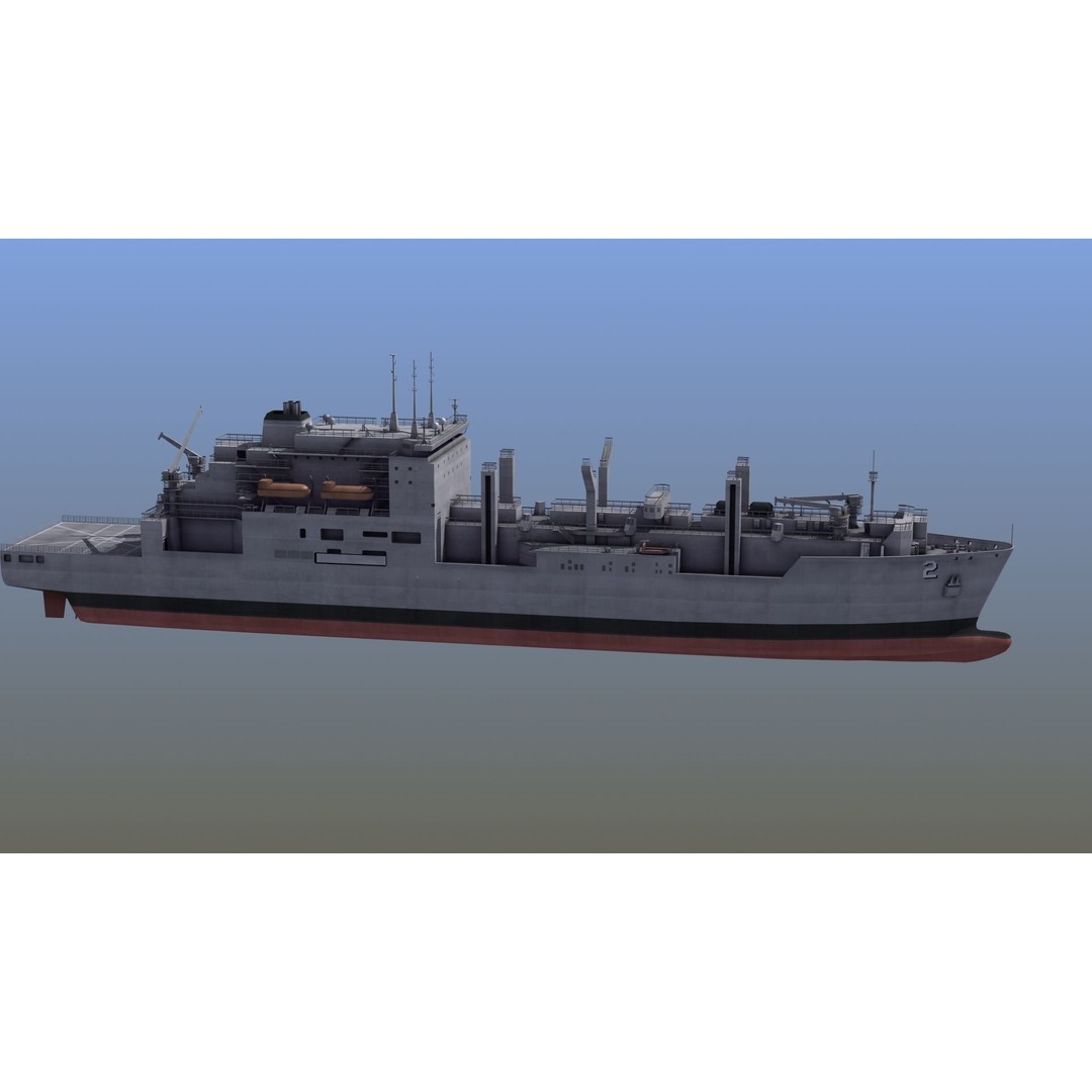 Lewis and Clark Class Replenishment Ship 3D Model – PBR Game-Ready Asset, FBX, OBJ - View 11