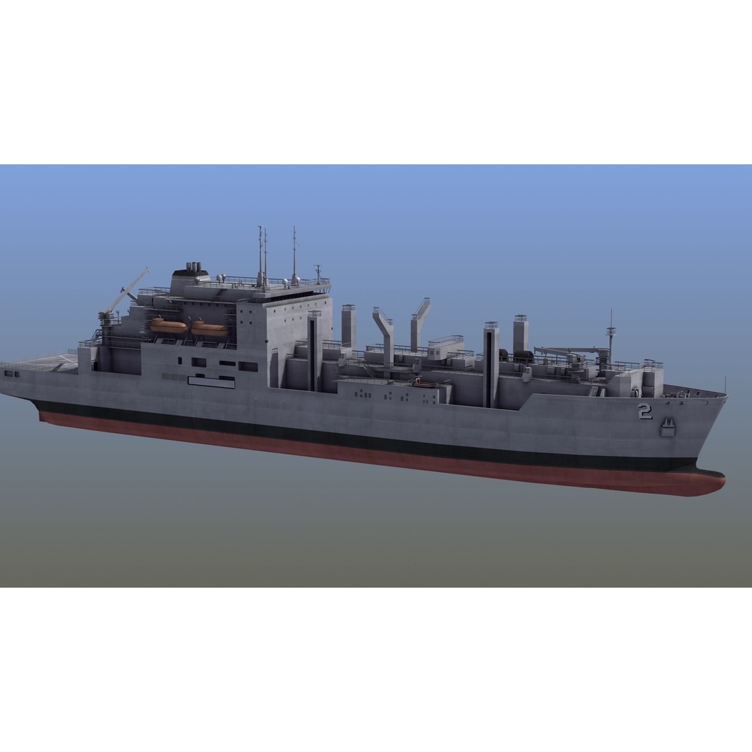 Lewis and Clark Class Replenishment Ship 3D Model – PBR Game-Ready Asset, FBX, OBJ - View 12