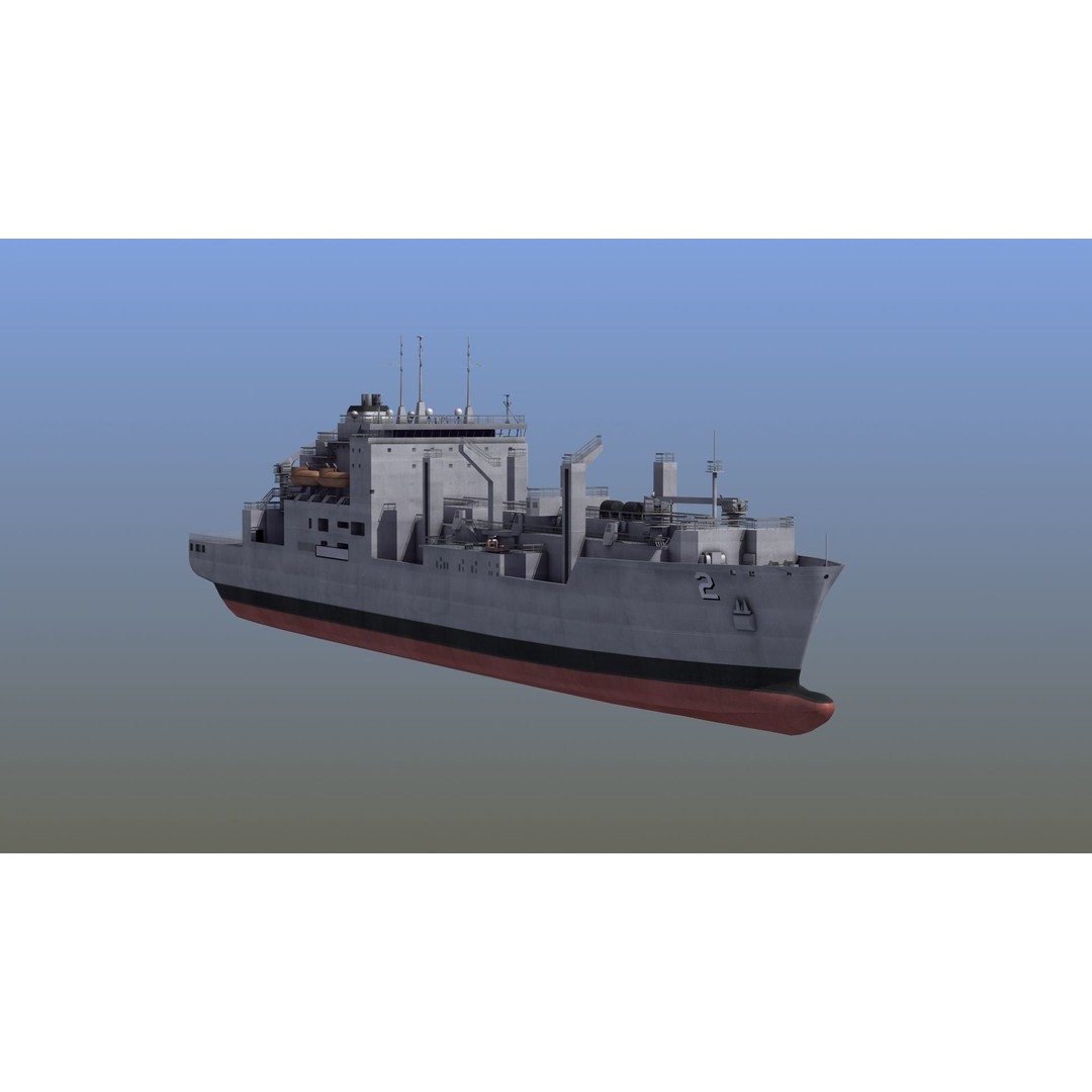 Lewis and Clark Class Replenishment Ship 3D Model – PBR Game-Ready Asset, FBX, OBJ - View 13