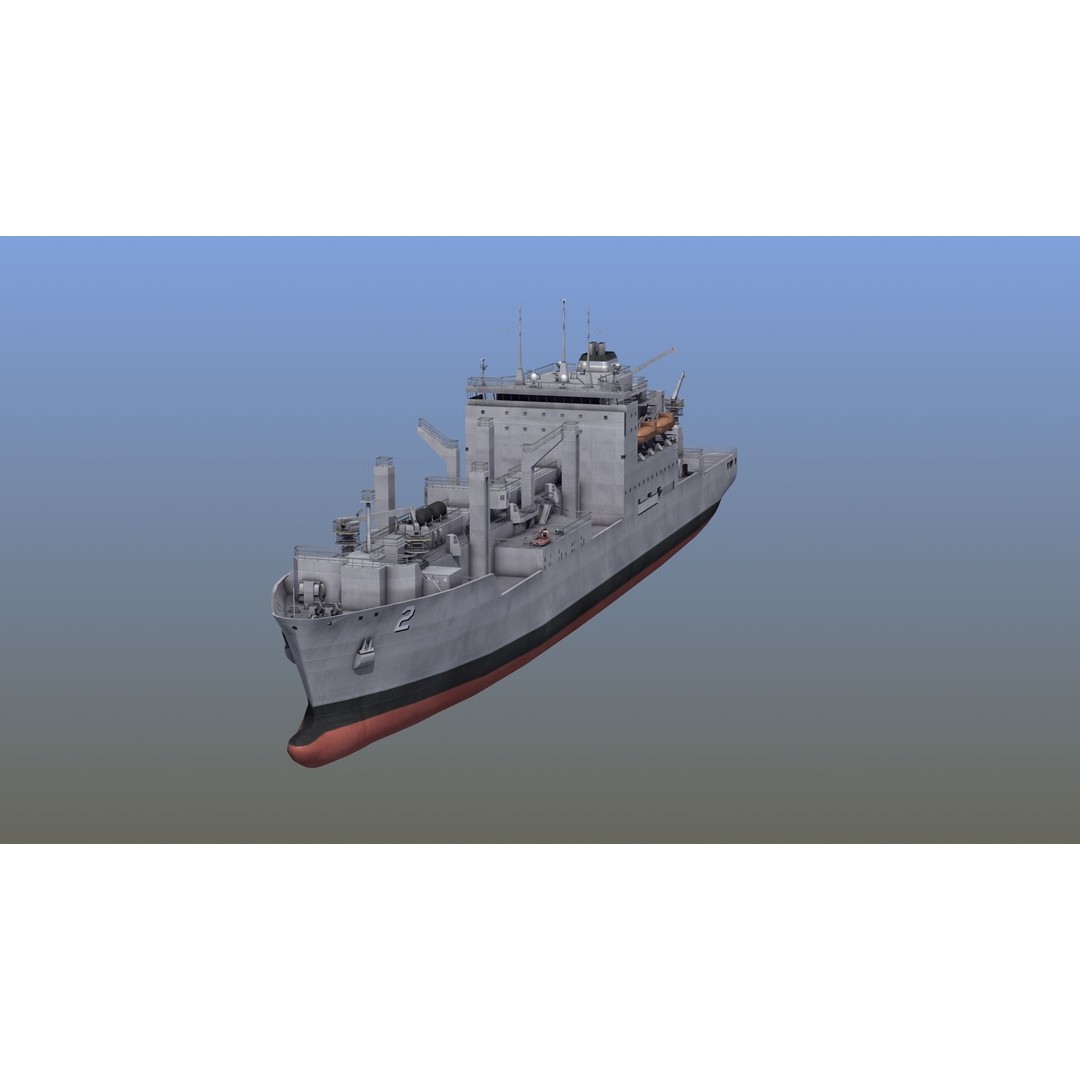 Lewis and Clark Class Replenishment Ship 3D Model – PBR Game-Ready Asset, FBX, OBJ - View 16
