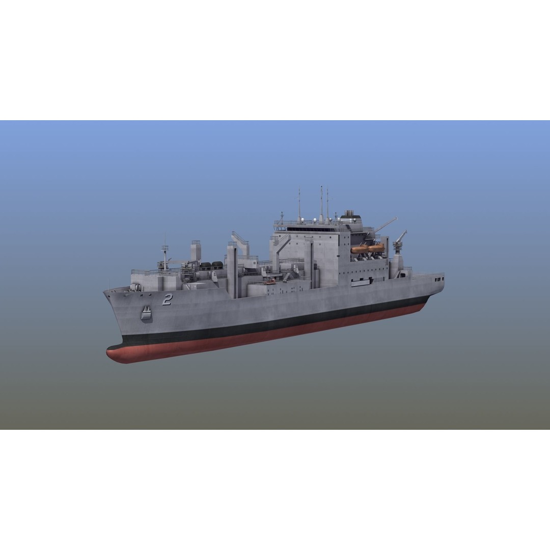 Lewis and Clark Class Replenishment Ship 3D Model – PBR Game-Ready Asset, FBX, OBJ - View 17