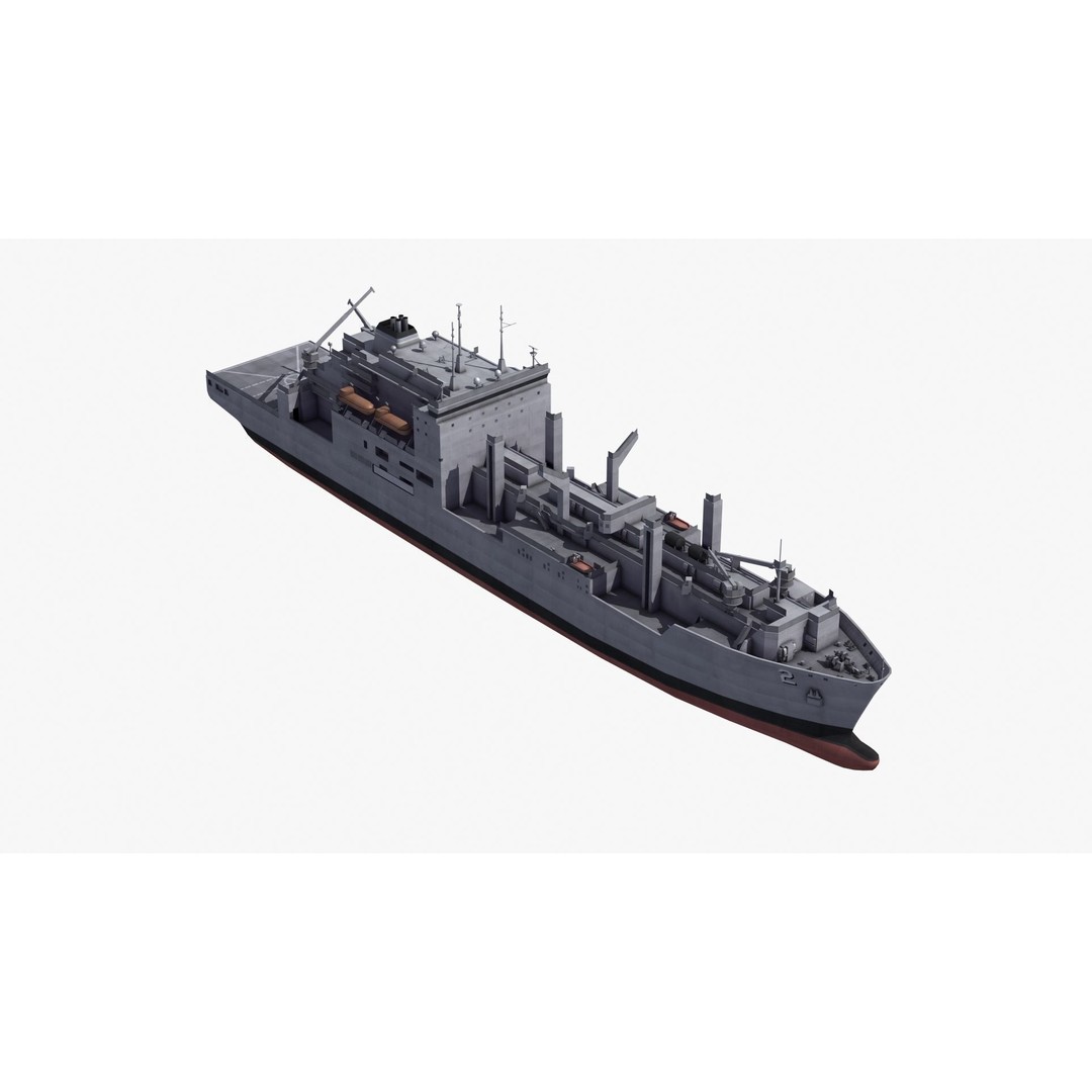 Lewis and Clark Class Replenishment Ship 3D Model – PBR Game-Ready Asset, FBX, OBJ - View 19