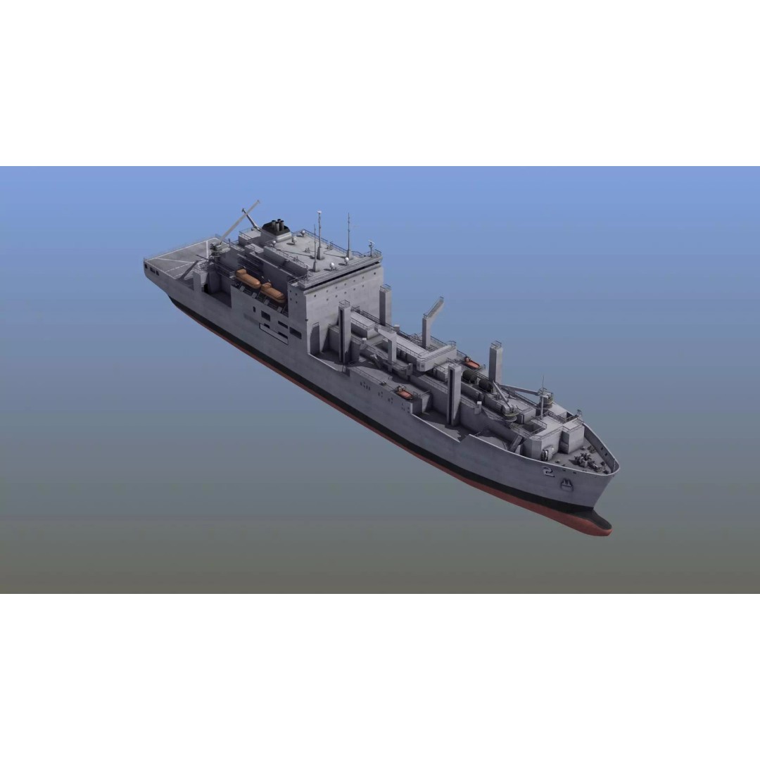 Lewis and Clark Class Replenishment Ship 3D Model – PBR Game-Ready Asset, FBX, OBJ - View 2
