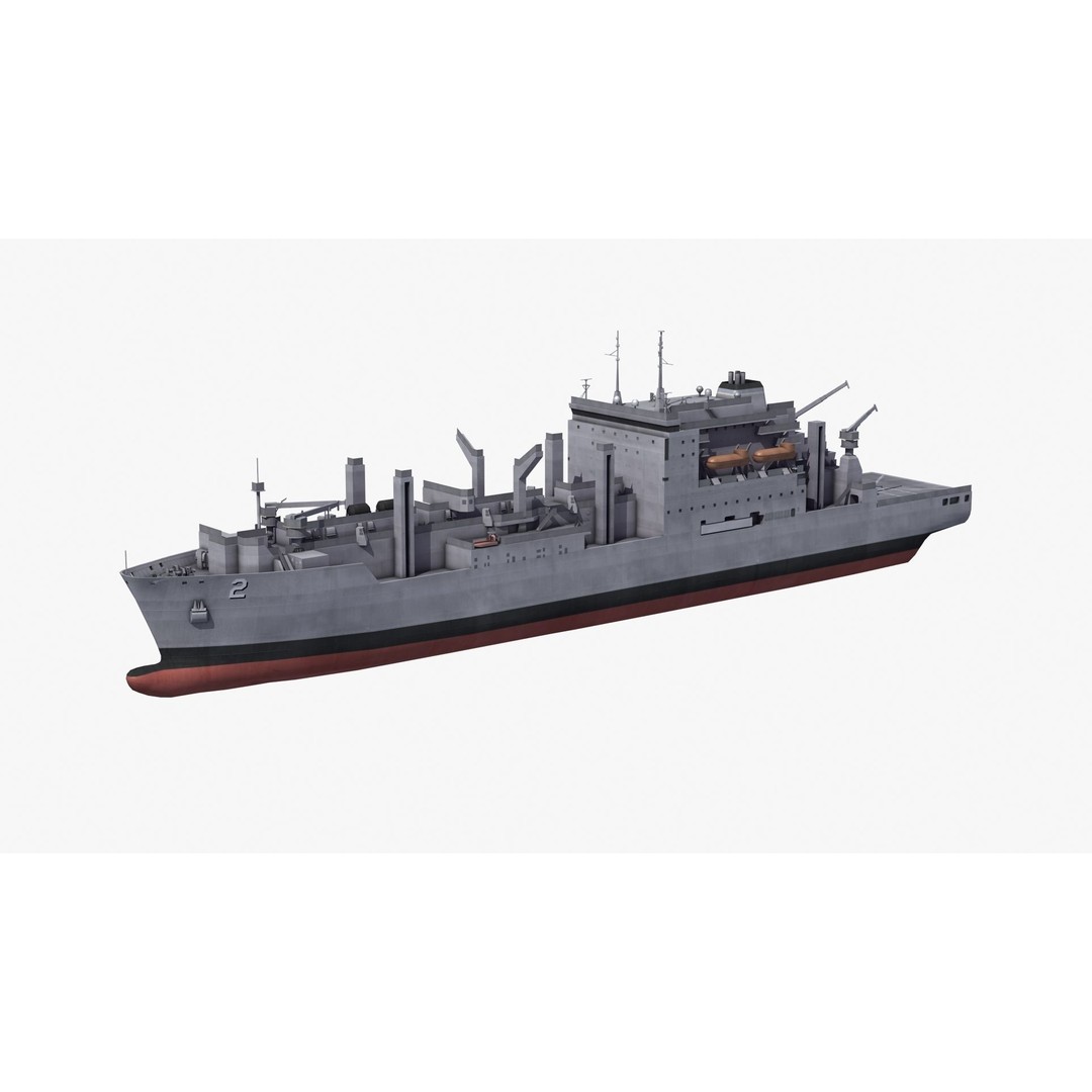 Lewis and Clark Class Replenishment Ship 3D Model – PBR Game-Ready Asset, FBX, OBJ - View 21