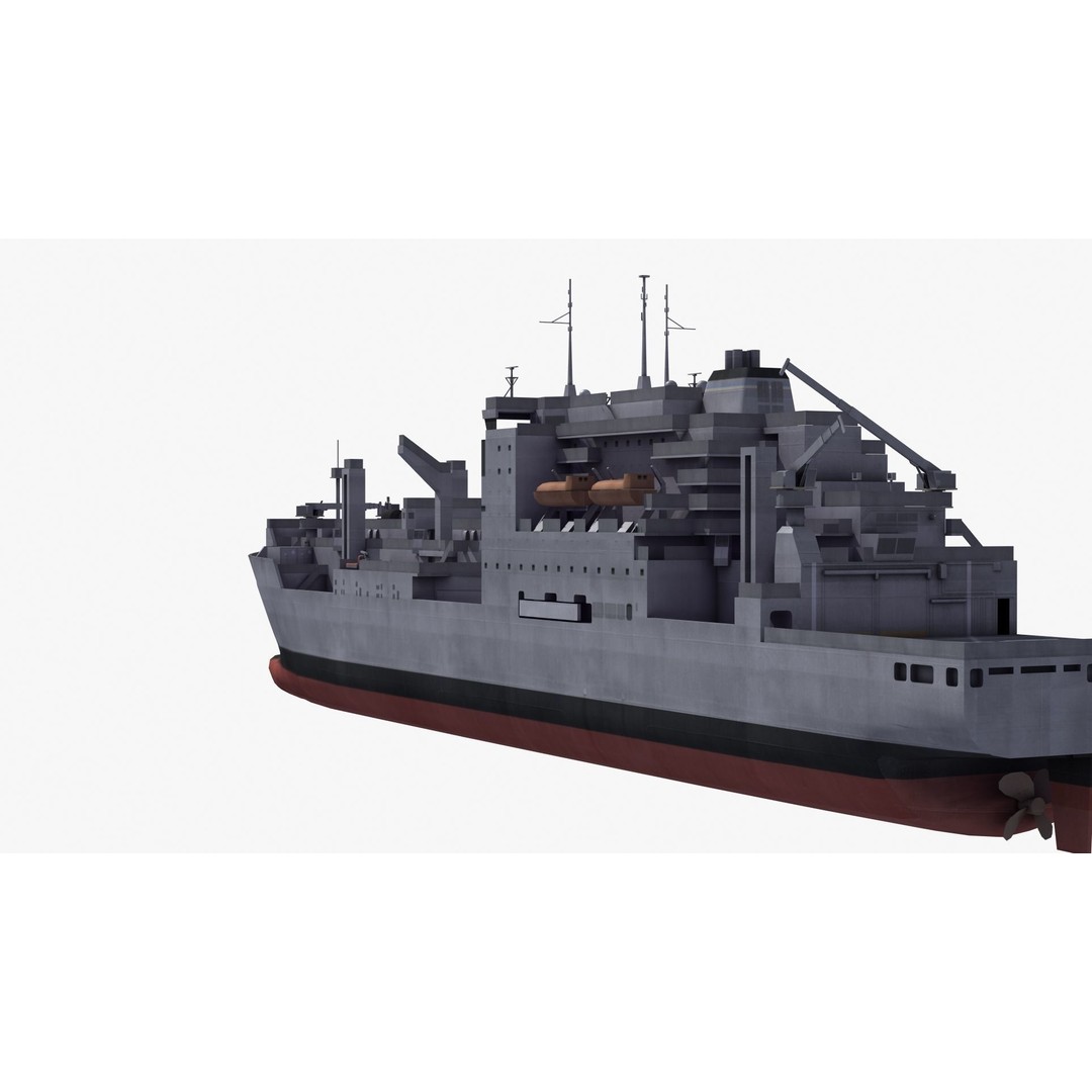 Lewis and Clark Class Replenishment Ship 3D Model – PBR Game-Ready Asset, FBX, OBJ - View 23