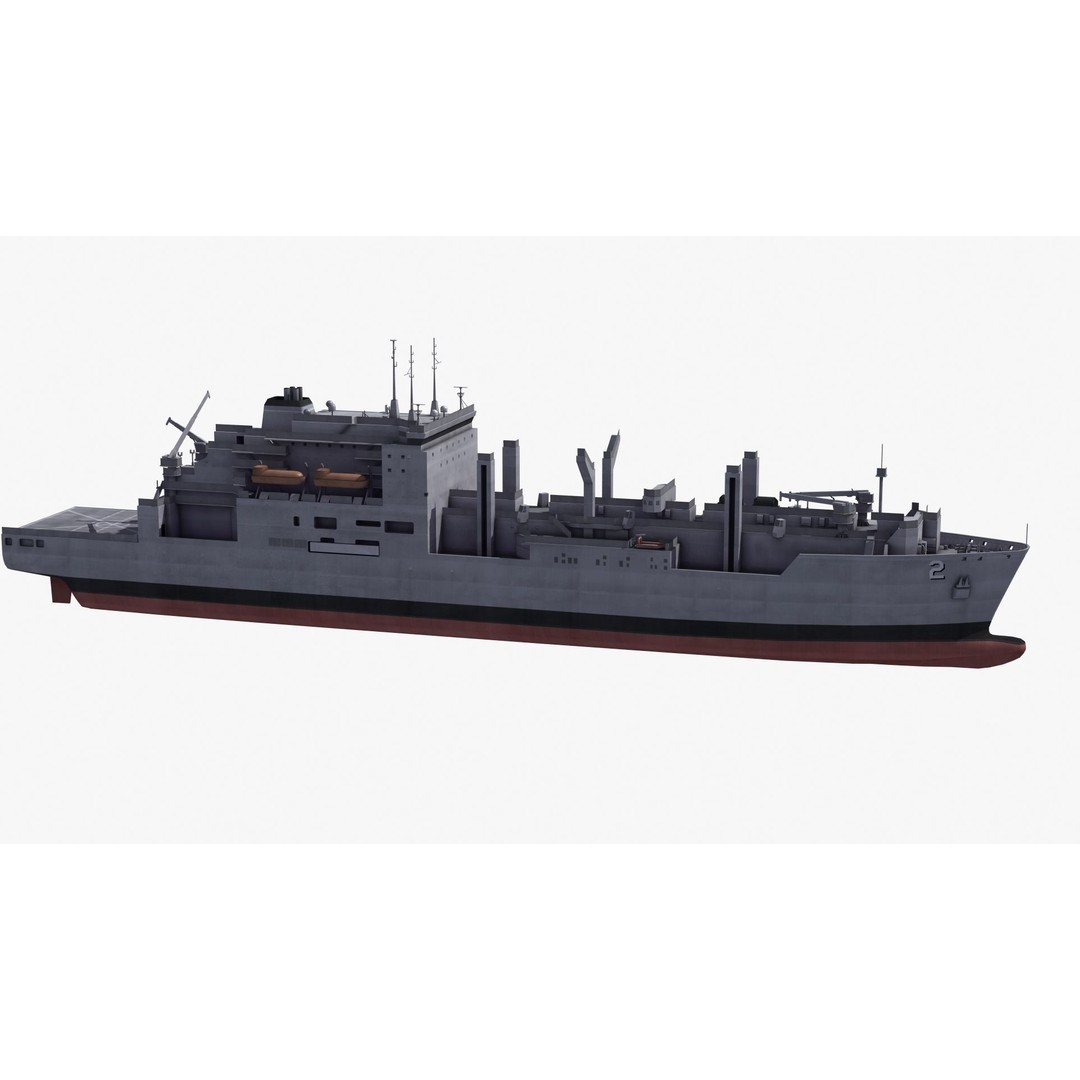 Lewis and Clark Class Replenishment Ship 3D Model – PBR Game-Ready Asset, FBX, OBJ - View 28